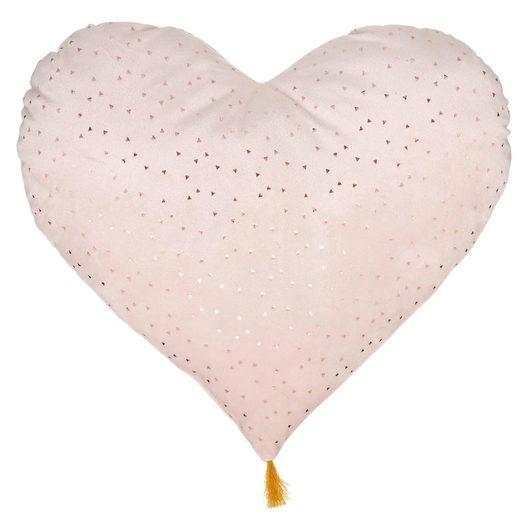 Atmosphera Pink Heart Cushion W/ Pompoms (40 x 9 x 45 cm)