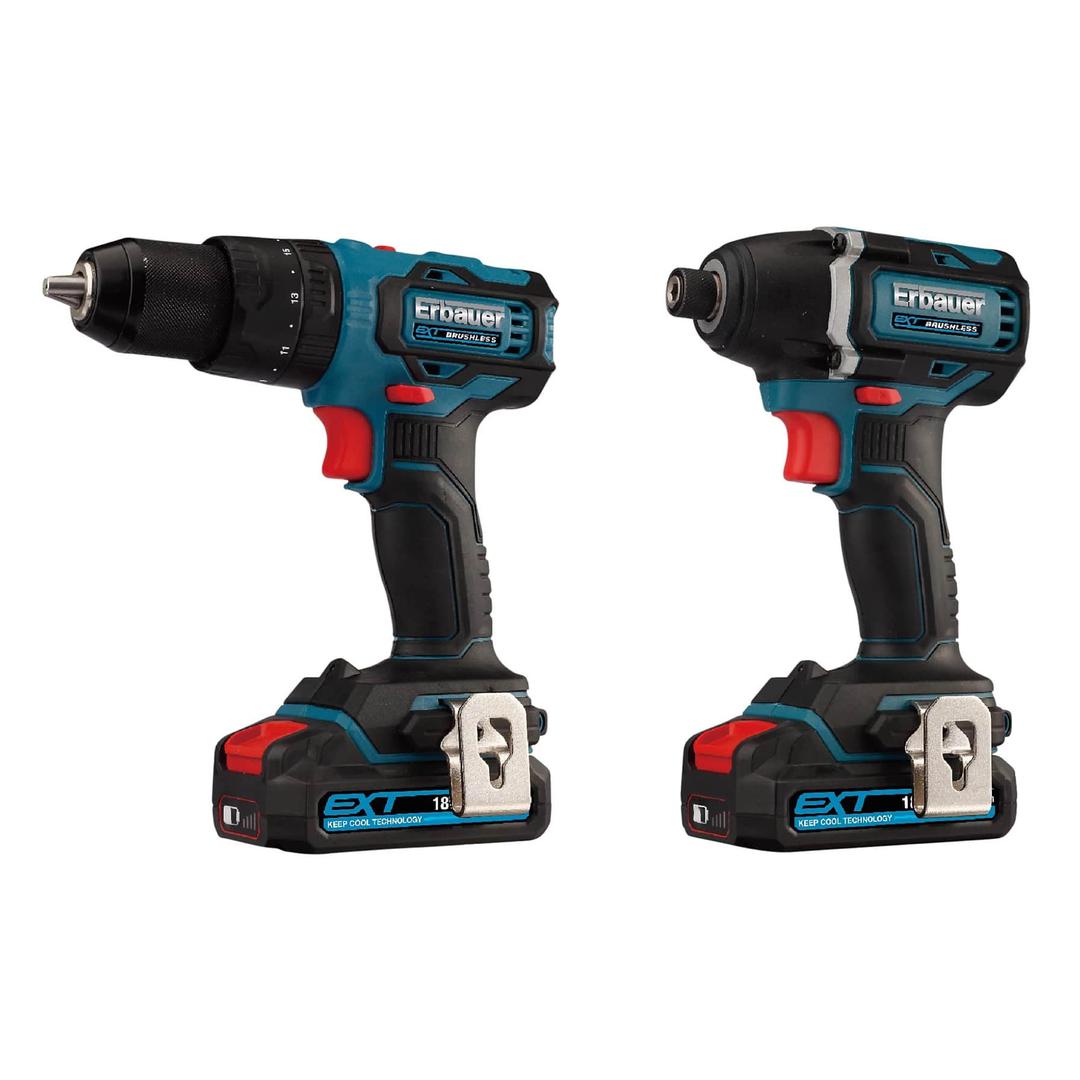 Erbauer 4 piece 2024 brushless cordless tool kit