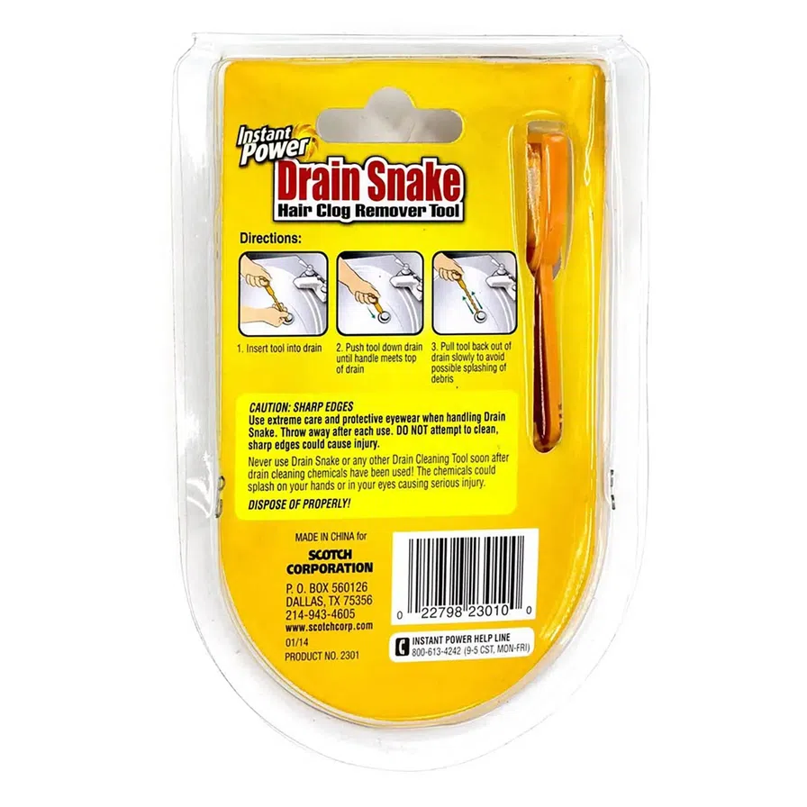 Instant Power Drain Snake Hair Clog Remover Tool