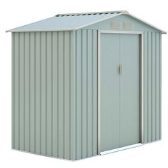 Galvanized Metal Shed (213 x 127 x 195 cm, Light Green/Beige)