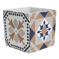 Fallen Fruits Portuguese Tiled Square Pot (13.4 x 13.4 x 12.9 cm, Large)