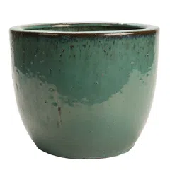 Glazed Terracotta Ypsilon Celadon Plant Pot (22 x 18 cm, Small)