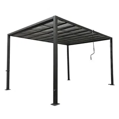 مظلة حديقة معدنية بسقف مشقوق (3.7 × 2.95 × 2.25 متر)