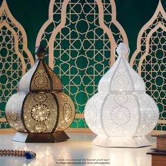فانوس أرابيسك هلالفول (24 × 27 × 37.5 سم، بني داكن)