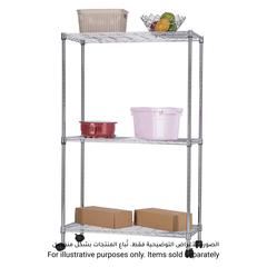 Mobile 3-Shelf Storage Unit (76 x 35.5 x 91 cm, Chrome)